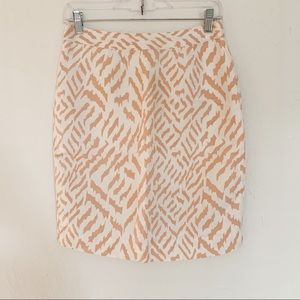 Forever 21 Linen White/Blush Printed Pencil Skirt